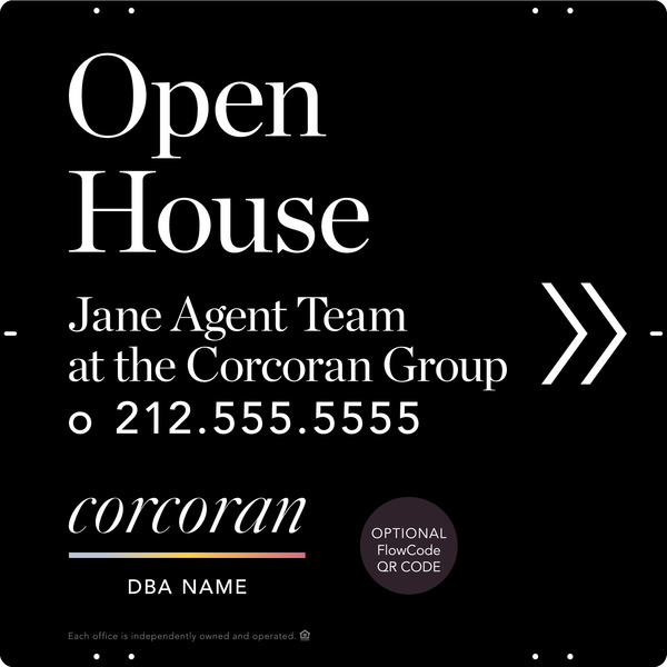 Directional Team Name Open House W/ Qr Flowcode Sign Panel, 24"H X 24"W, Steel