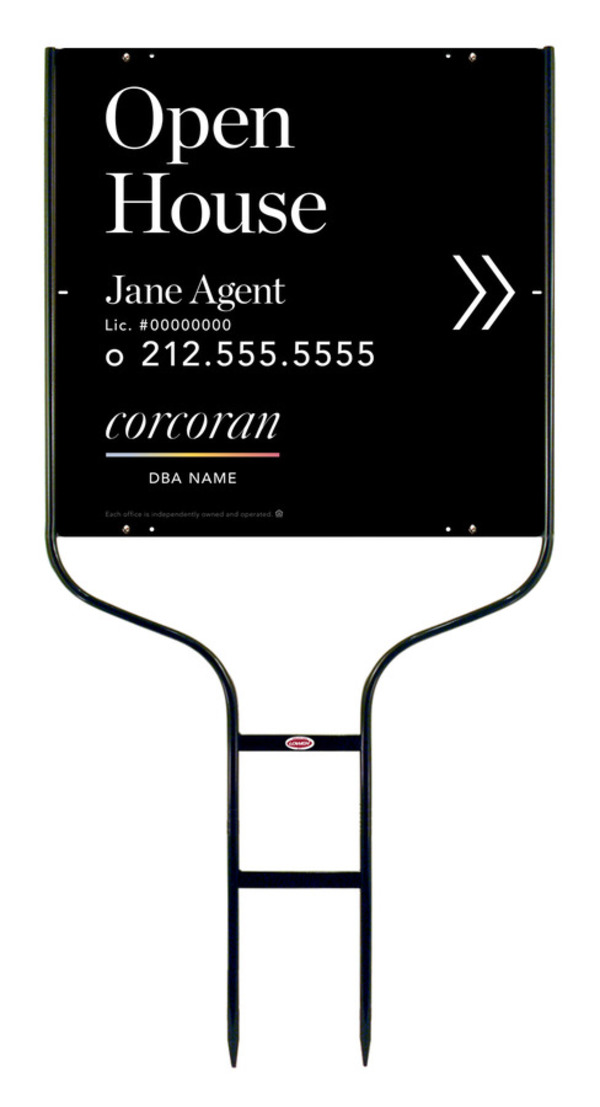 Directional Round Rod Frame And Agent Open House Sign Panel Unit, 24"H X 24"W,Steel