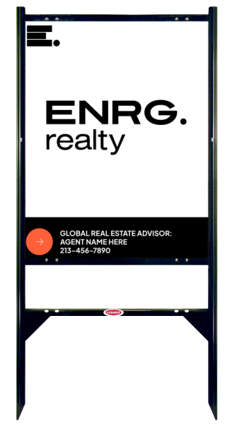 Angle Iron Frame W/ 1 Rider Inserts And Agent Name Sign Panel Unit, 30"H X 24"W, Steel