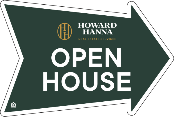 Howard Hanna Office Open House Arrow Shape Sign Panel, 18h x 24"w, 4mm Corrugated