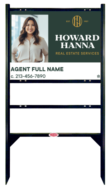 Angle Iron Frame With One Rider Inserts And Agent Photo Sign Panel Unit, 18"H X 24"W