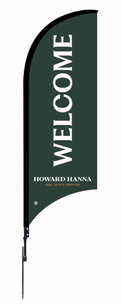 Howard Hanna 9FT Custom Welcome Howard Hanna Feather Flag Unit, Printed on both Sides
