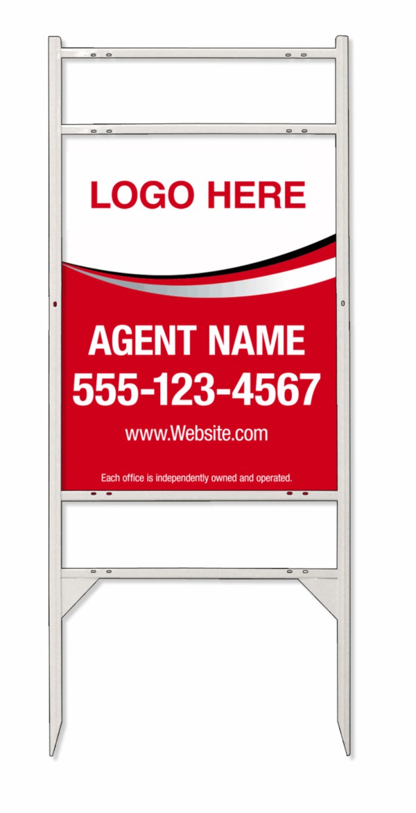 White Angle Iron Frame And Sign Panel Unit With Two Rider Inserts, 24 GA Steel 24"H X 18"W