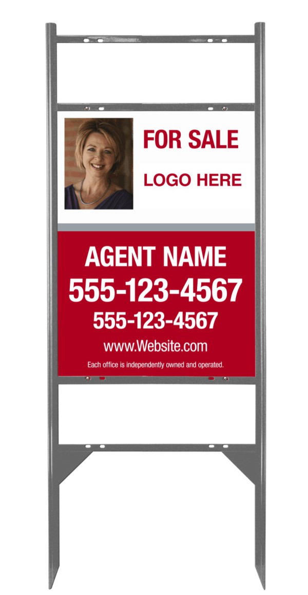 Gray Angle Iron Frame And Photo Sign Panel Unit With Two Rider Inserts, 24 GA Steel 24"H X 18"W