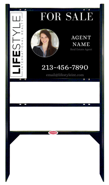 Angle Iron Frame With One Rider Insert And Agent Photo Sign Panel Unit, 18"H X 24"W