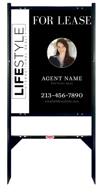 Angle Iron Frame With One Rider Insert And Agent Photo Sign Panel Unit, 30"H X 24"W, Steel