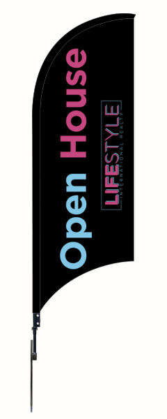 Lifestyle International Realty 9FT Custom Open House Feather Flag Unit, Printed on both Sides