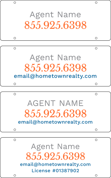 Reflective Agent Sign Rider, 8"H X 22"W, 3mm Aluminum Composite