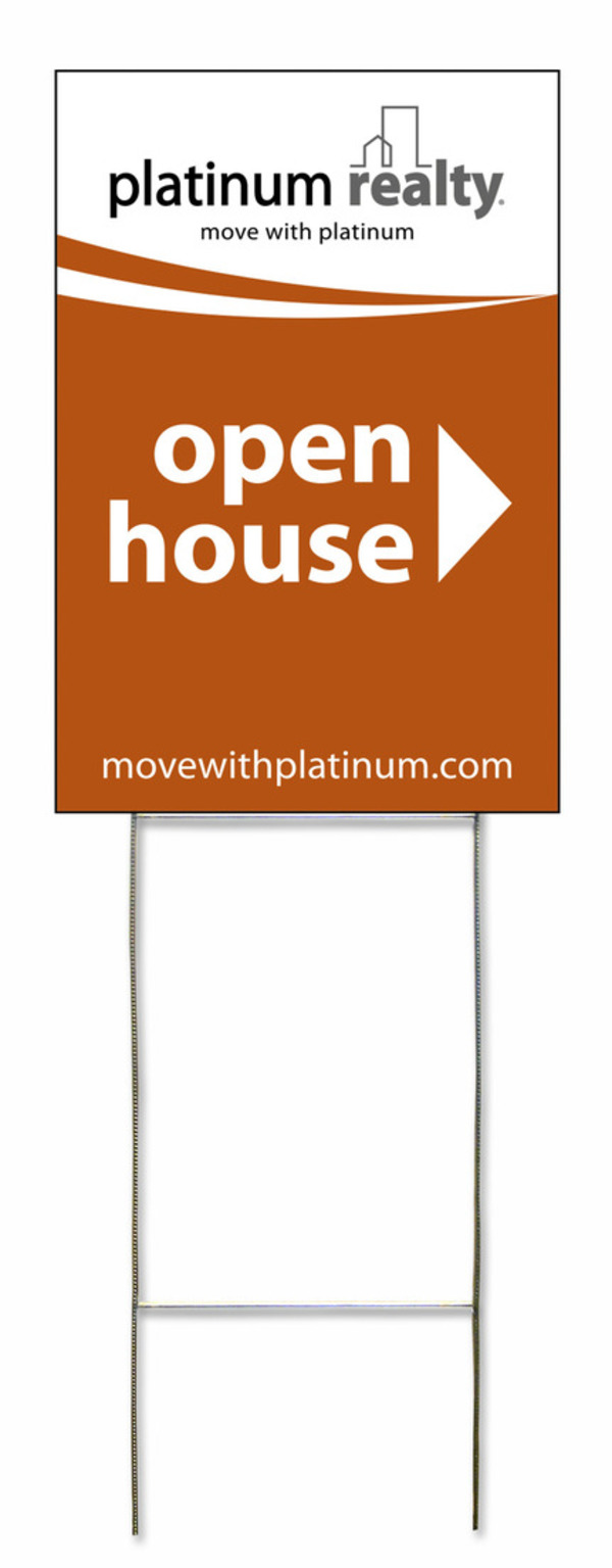 Platinum Realty Wire Stake and Open House Sign Panel, Corrugated 4mm