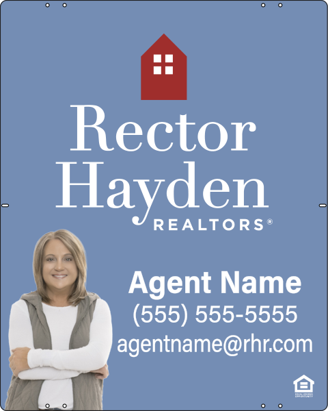 Rector Hayden Agent Name w/ Cut Out Photo Sign Panel, 30"h x 24"w, Steel