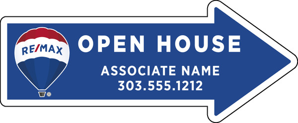 Directional Open House Arrow Shape Sign Panel, Corrugated 4mm, 9.5"H X 23"W