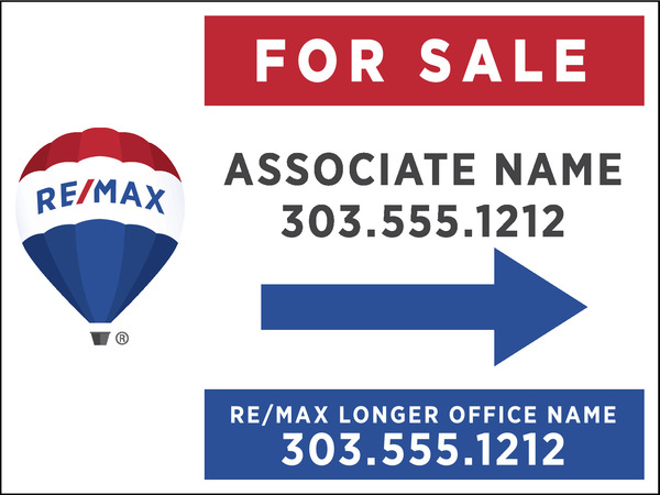 RE/MAX Directional For Sale Sign Panel, 18