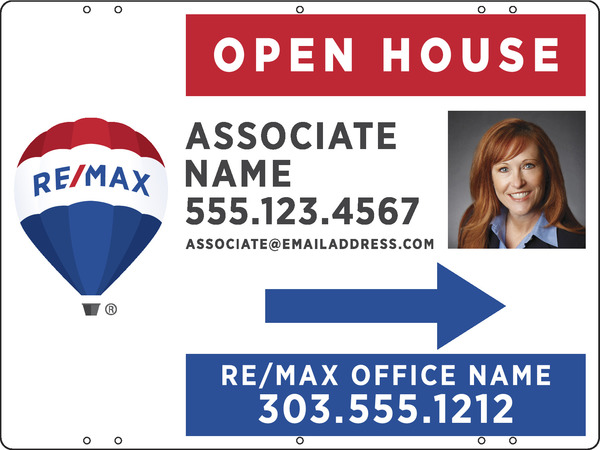 RE/MAX Directional Photo Open House Sign Panel, 18