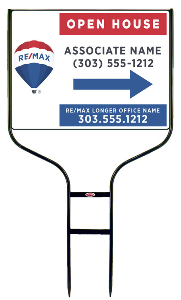 Round Rod Frame And  Open House Sign Panel Unit, 18"H X 24"W