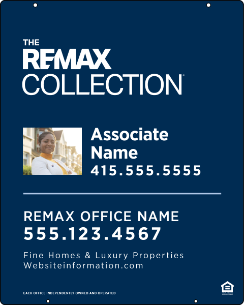Collection Associate Name W/ Photo & Fine Homes Luxury Properties Hanging Sign Panel,  30"H X 24"W, Steel