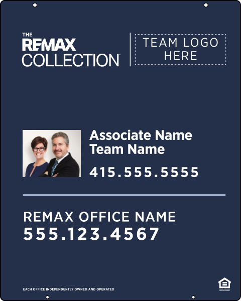 RE/MAX Collection Associate Name w/ Photo & Team Name Hanging Sign Panel,  30"h x 24"w, Steel