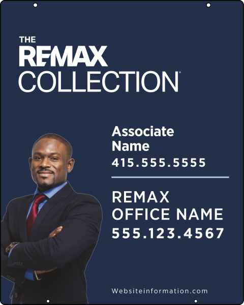 RE/MAX Collection Associate Name w/ Cut Out Photo Hanging Sign Panel,  30"h x 24"w, Steel
