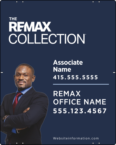 RE/MAX Collection Associate Name w/ Cut Out Photo Sign Panel, 30"h x 24"w, Steel