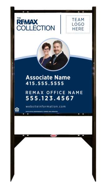 RE/MAX Angle Iron Frame and Collection Associate Name w/ Photo & Logo Sign Panel unit, 30"h x 24"w, Steel