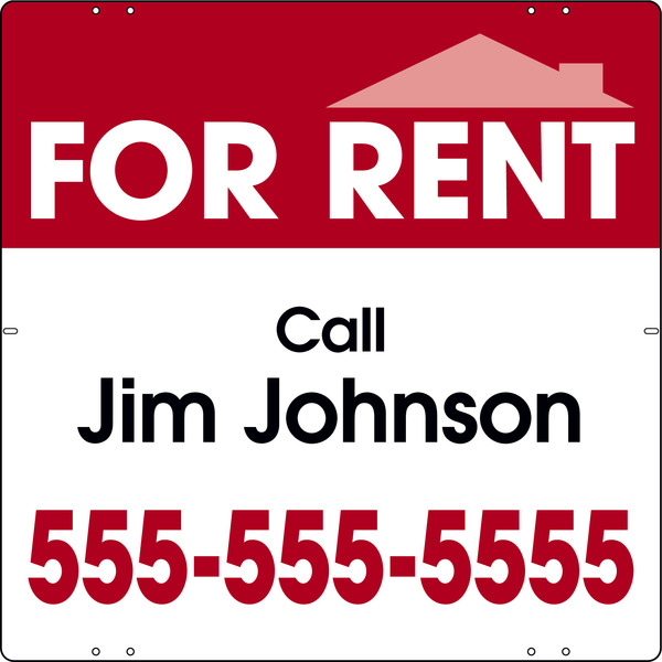 For Rent Sign Panel With Space For Your Name, 24"H X 24"W, Steel