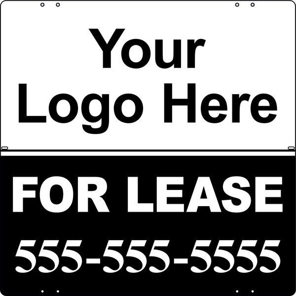 Rental Signs For Lease Property Sign Panels With Area For Company Logo, 24"h x 24"w, Steel