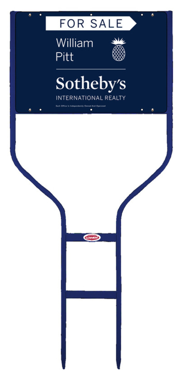 William Pitt Sothebys real estate round rod sign frame and for sale panel unit, 24 GA steel 12"h x 18"w