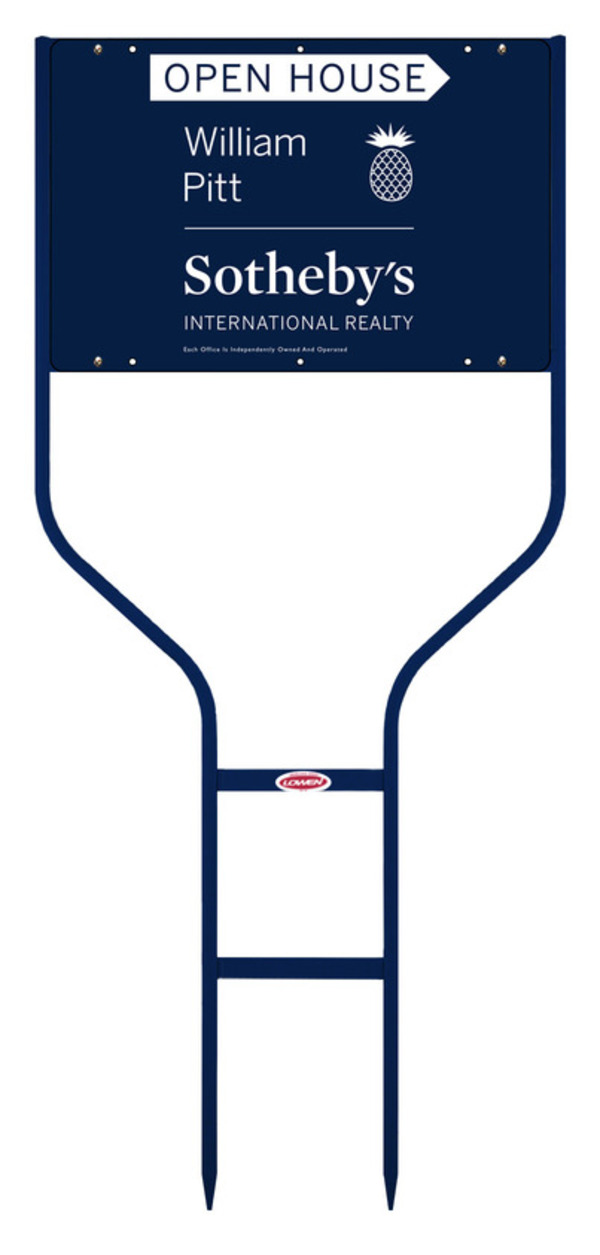 William Pitt Sothebys real estate open house sign panel and round rod sign frame unit, 24 GA steel 12"h x 18"w