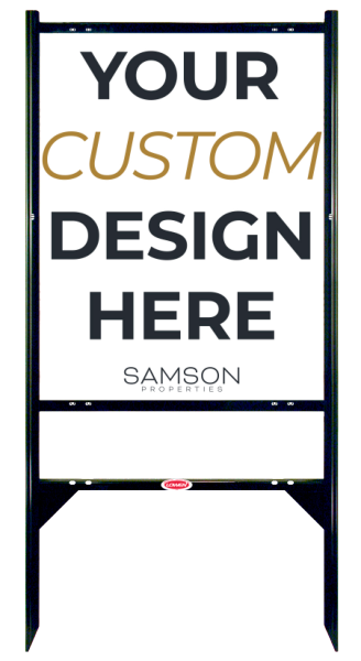 Samson Properties Angle Iron Frame w/ 1 Rider Inserts and Sign Panel Unit, 30"h x 24"w, Alum Comp