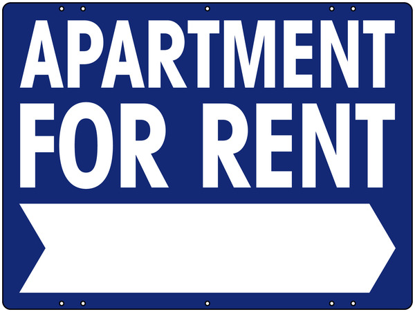 Apartment For Rent Sign Panel with Large, Bold Text, 18h x 24w, Steel