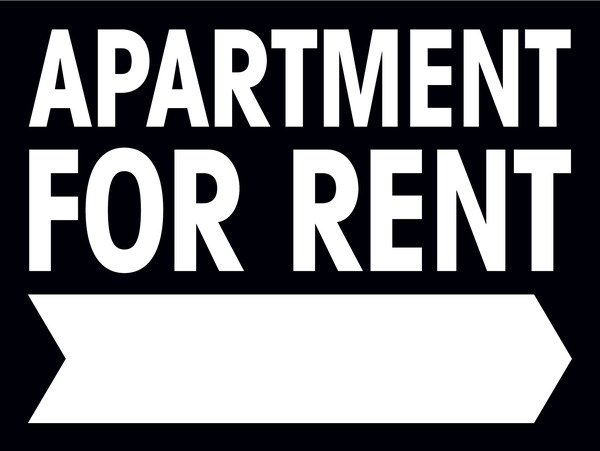Apartment For Rent Sign Panel with Large, Bold Text, 18h x 24w, 4mm Corrugated Plastic