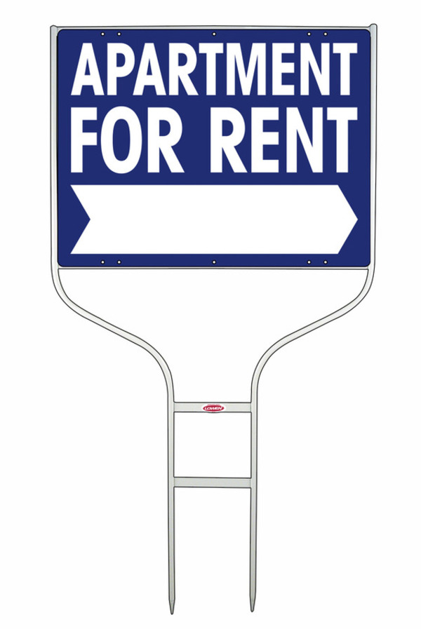 Apartment For Rent Round Rod Sign Units with Large, Bold Text, 18h x 24w, White