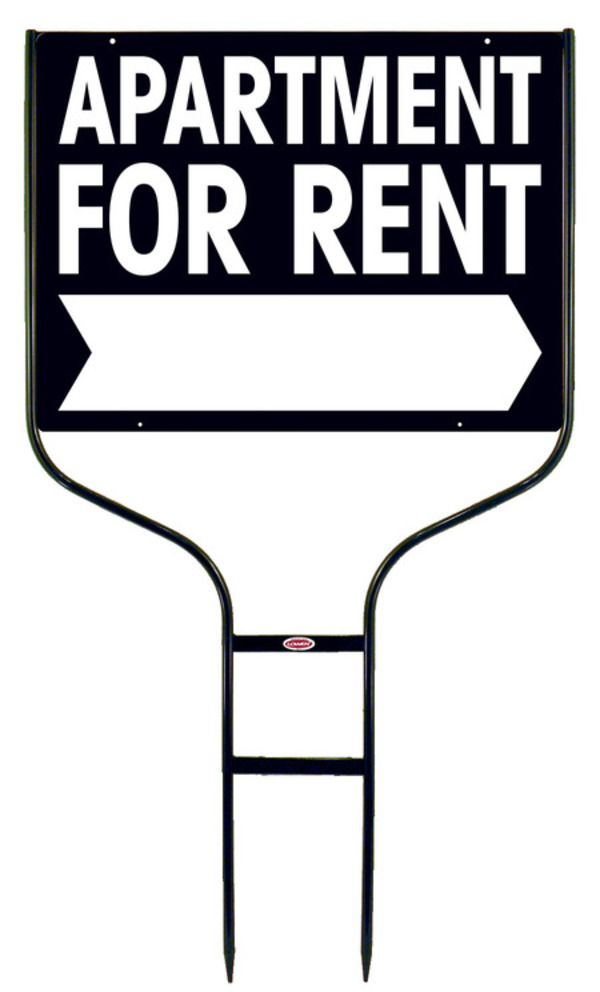 Apartment For Rent Round Rod Sign Units with Large, Bold Text, 18h x 24w, Black