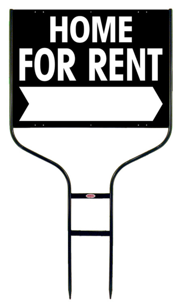 Home For Rent Round Rod Sign Units with Large, Bold Text, 18h x 24w, Black