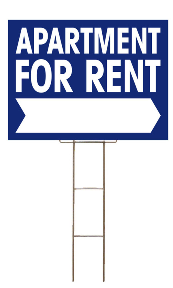Apartment For Rent Sign and Wire Stake Unit with Large, Bold Text, 18h x 24w, 4mm Corrugated Plastic