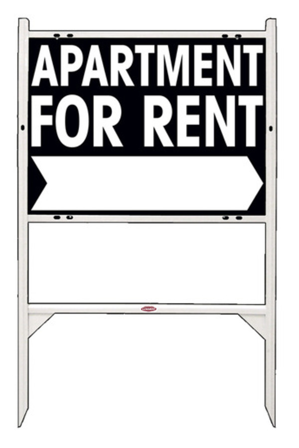 Apartment For Rent Angle Iron Sign Units with Large, Bold Text, 18h x 24w, White
