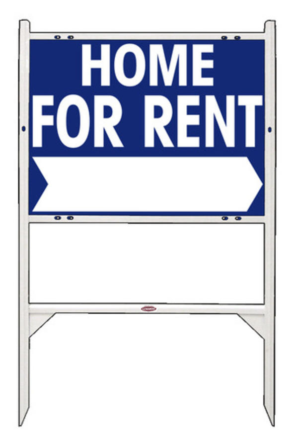 Home For Rent Angle Iron Sign Units with Large, Bold Text,  18h x 24w, White