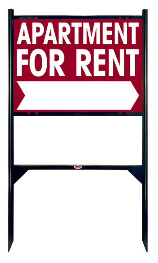Apartment For Rent Angle Iron Sign Units with Large, Bold Text, 18h x 24w, Black