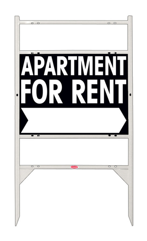 Apartment For Rent Angle Iron Sign Units with Large, Bold Text, 2 Rider Inserts,, 18h x 24w, White