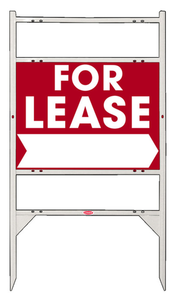 For Lease Angle Iron Sign Units with Large, Bold Text, 2 Rider Inserts, 18h x 24w, White
