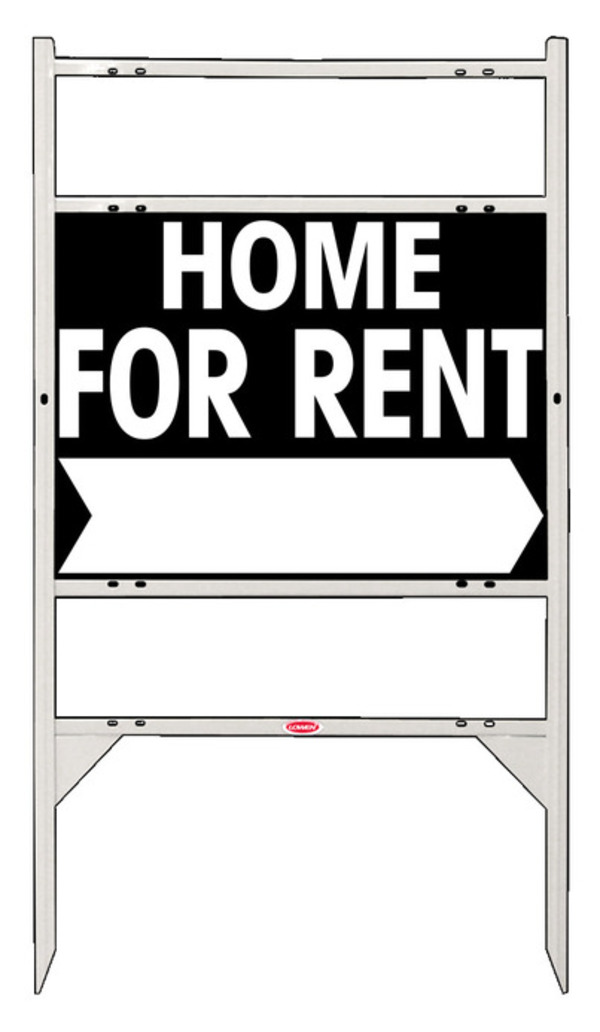 Home For Rent Angle Iron Sign Units with Large, Bold Text, 2 Rider Inserts,18h x 24w, White