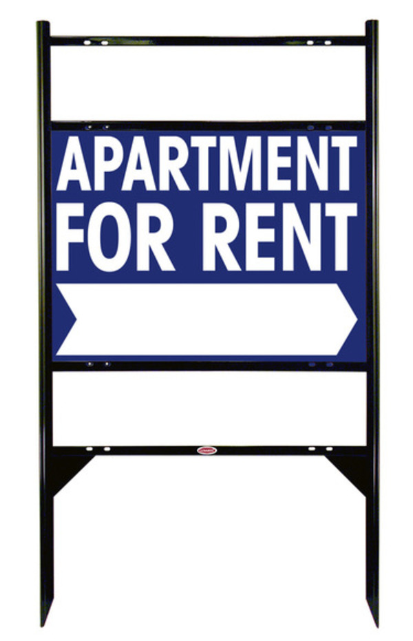 Apartment For Rent Angle Iron Sign Units with Large, Bold Text, 2 Rider Inserts, 18h x 24w, Black