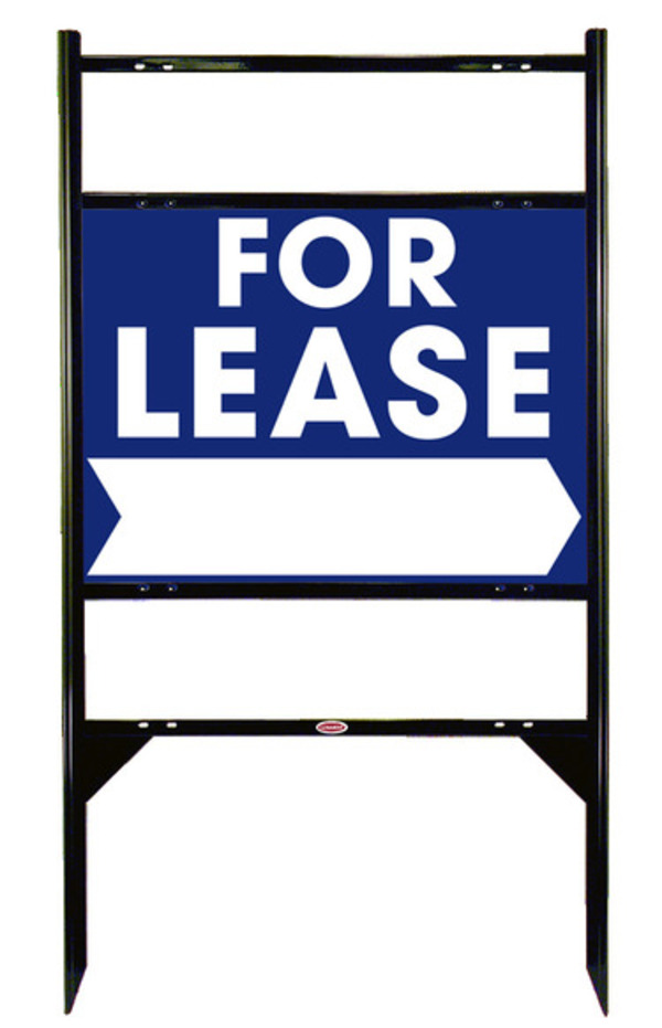 For Lease Angle Iron Sign Units with Large, Bold Text, 2 Rider Inserts, 18h x 24w, Black