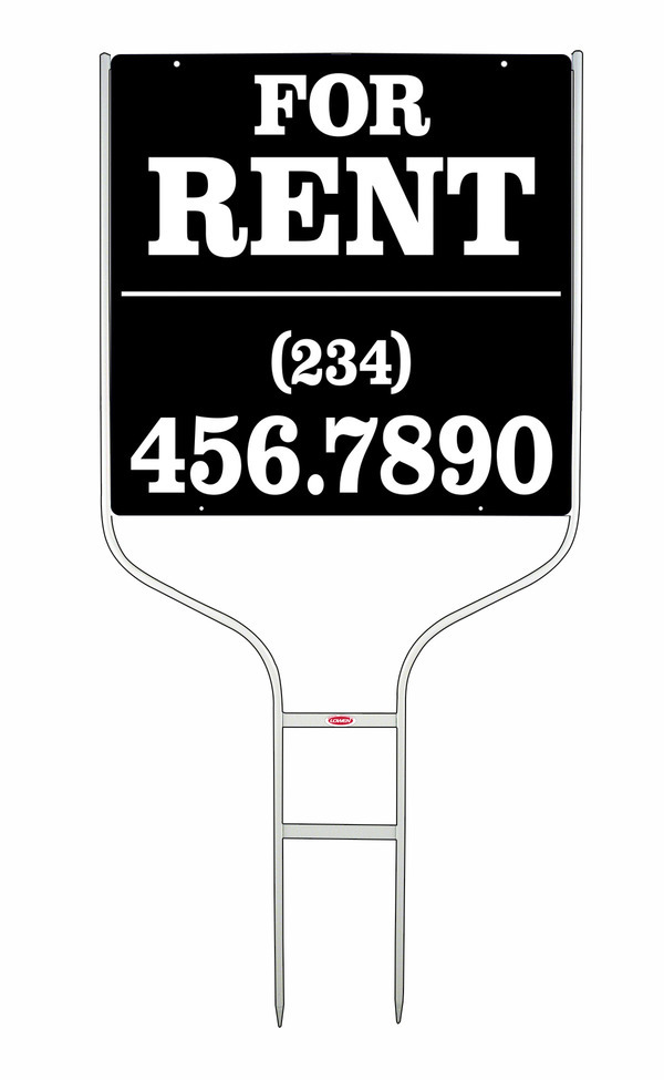 For Rent Round Rod Sign Units with Large, Bold Text,  24h x 24w, White