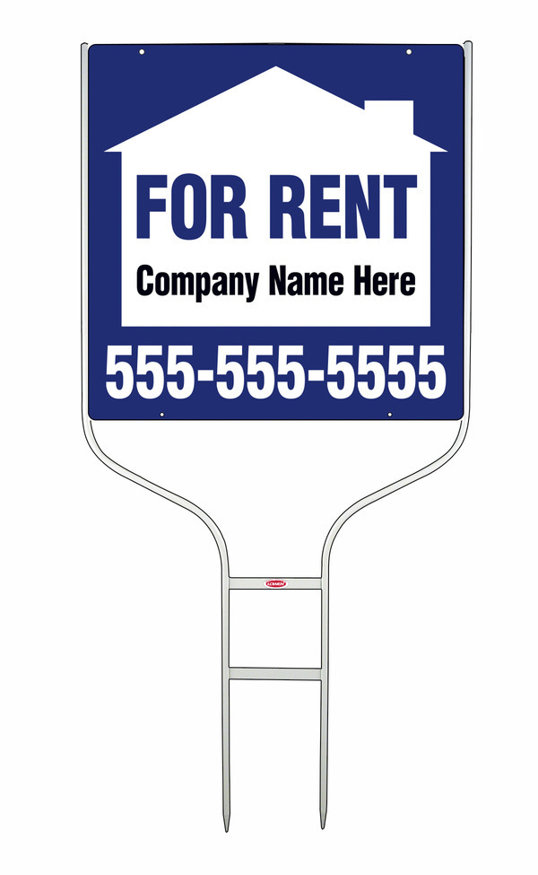 For Rent Round Rod Sign Units with Space for Company Name, 24h x 24w, White