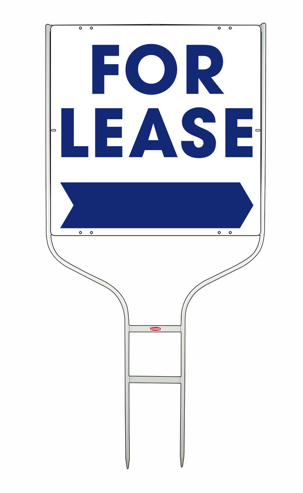 For Lease Round Rod Sign Units with Large, Bold Text, 24h x 24w, White