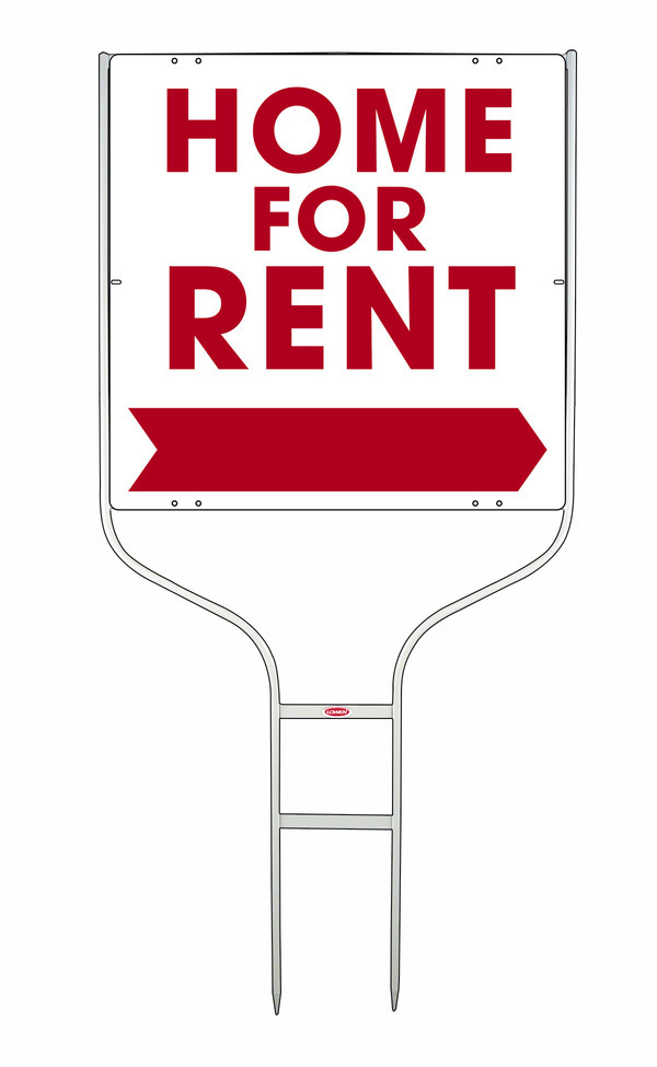 Home For Rent Round Rod Sign Units with Large, Bold Text,  24h x 24w, White