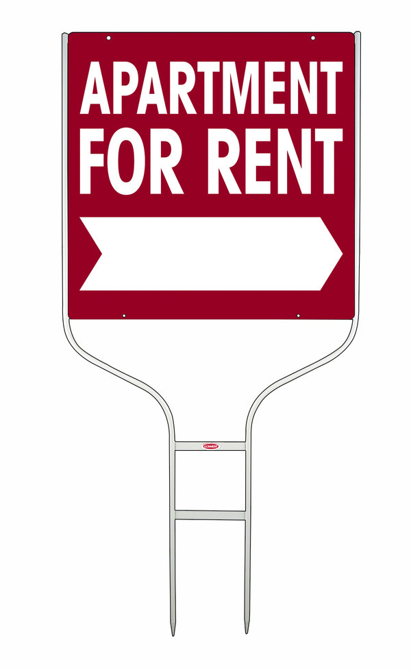 Apartment For Rent Round Rod Sign Units with Large, Bold Text,  24h x 24w, White