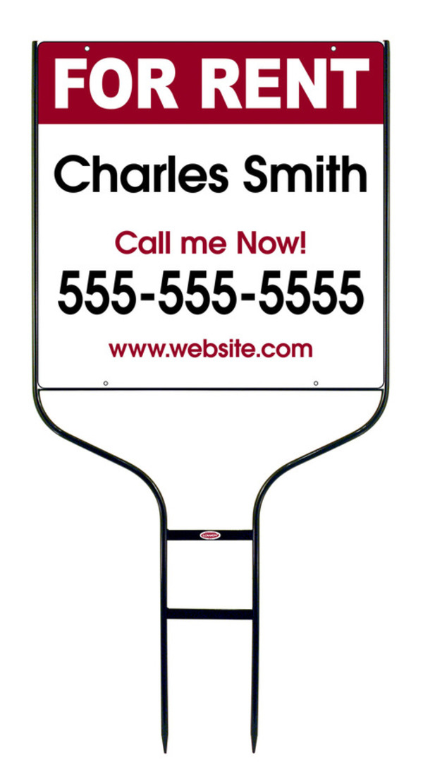 For Rent Round Rod Sign Units with Space for Your Name, 24h x 24w, Black