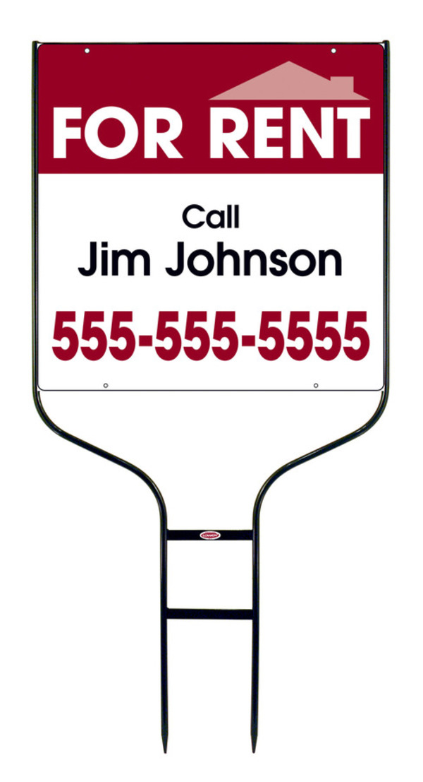 For Rent Round Rod Sign Units with Space for Your Name, 24h x 24w, Black