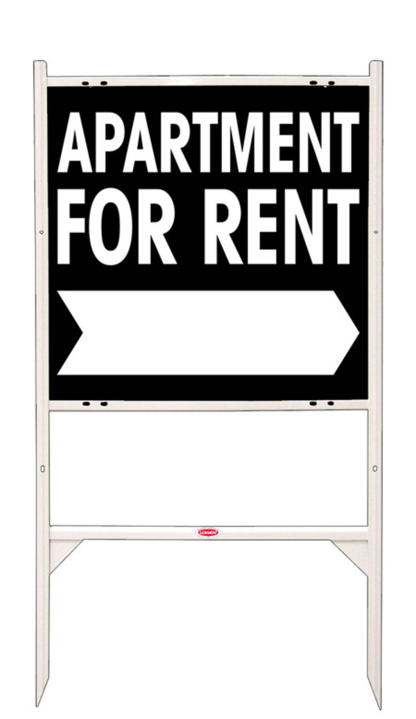 Apartment For Rent Angle Iron Sign Units with Large, Bold Text,  24h x 24w, White